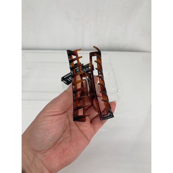 2 Unmarked Hair Clips Brown Black Great for Flipped Ponytail French Twist Hold - Picture 3 of 5